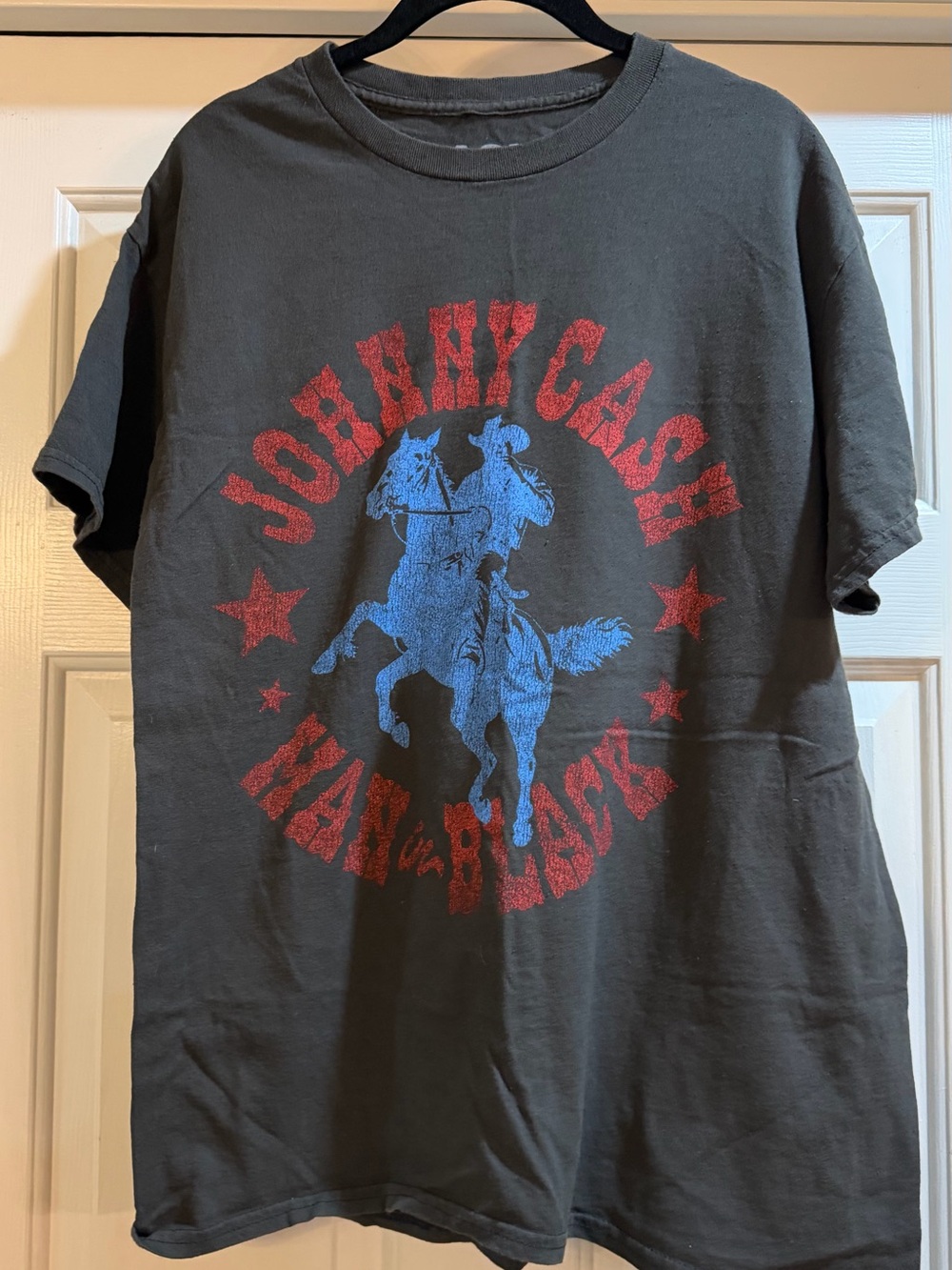 Johnny Cash Graphic Tee - Black with Red & Blue Print